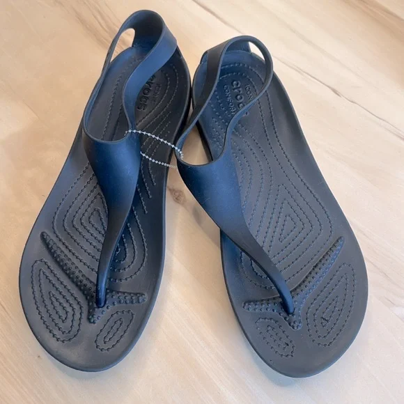 Crocs Sexi Serena Black Sandals 10 - Picture 2 of 4